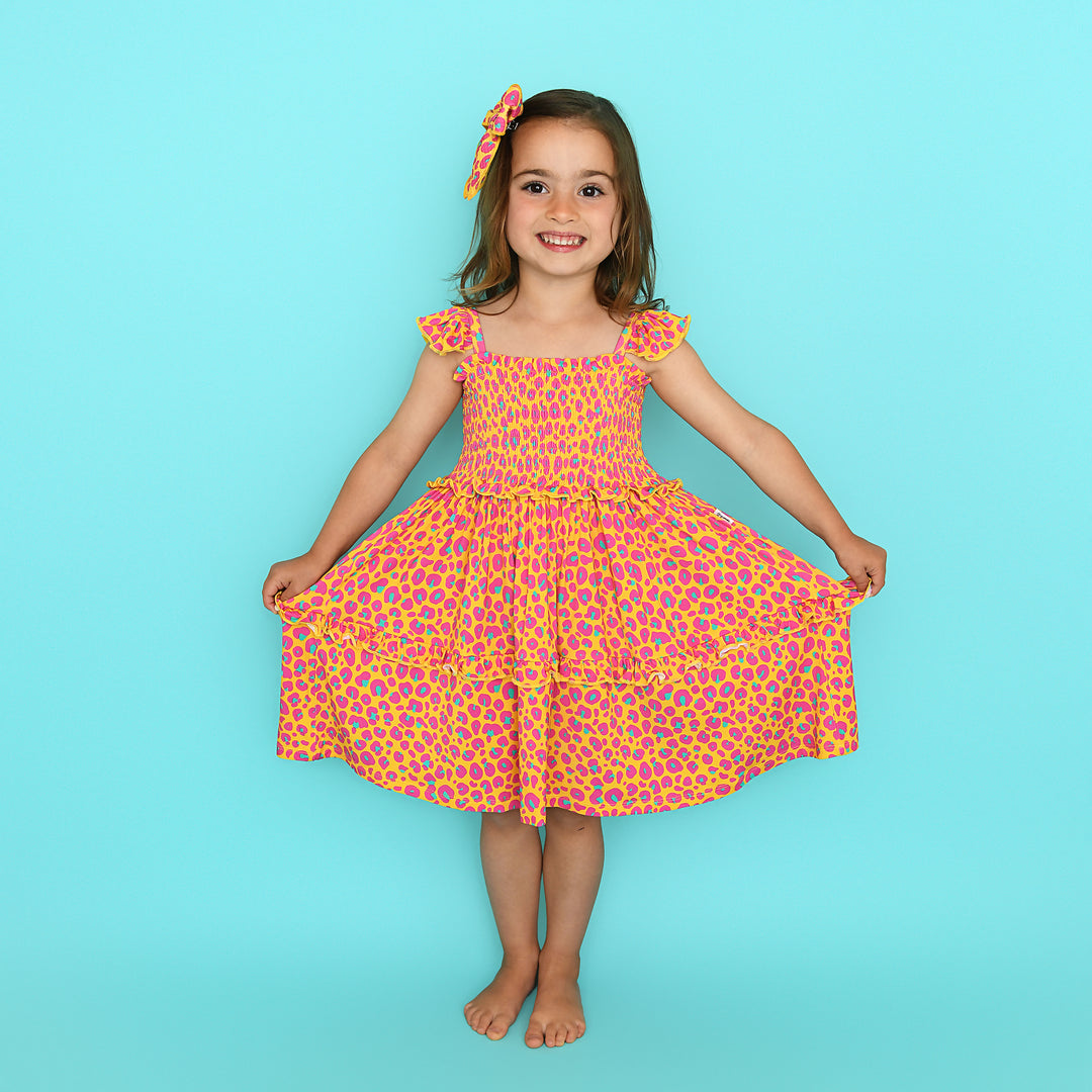 Kelly Leopard SMOCKED DRESS - Gigi and Max