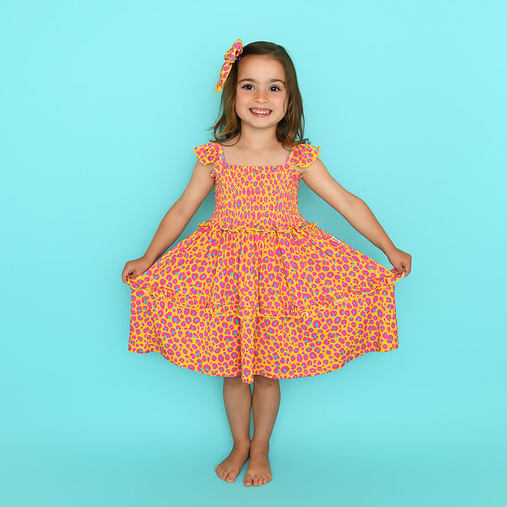 Kelly Leopard SMOCKED DRESS - Gigi and Max