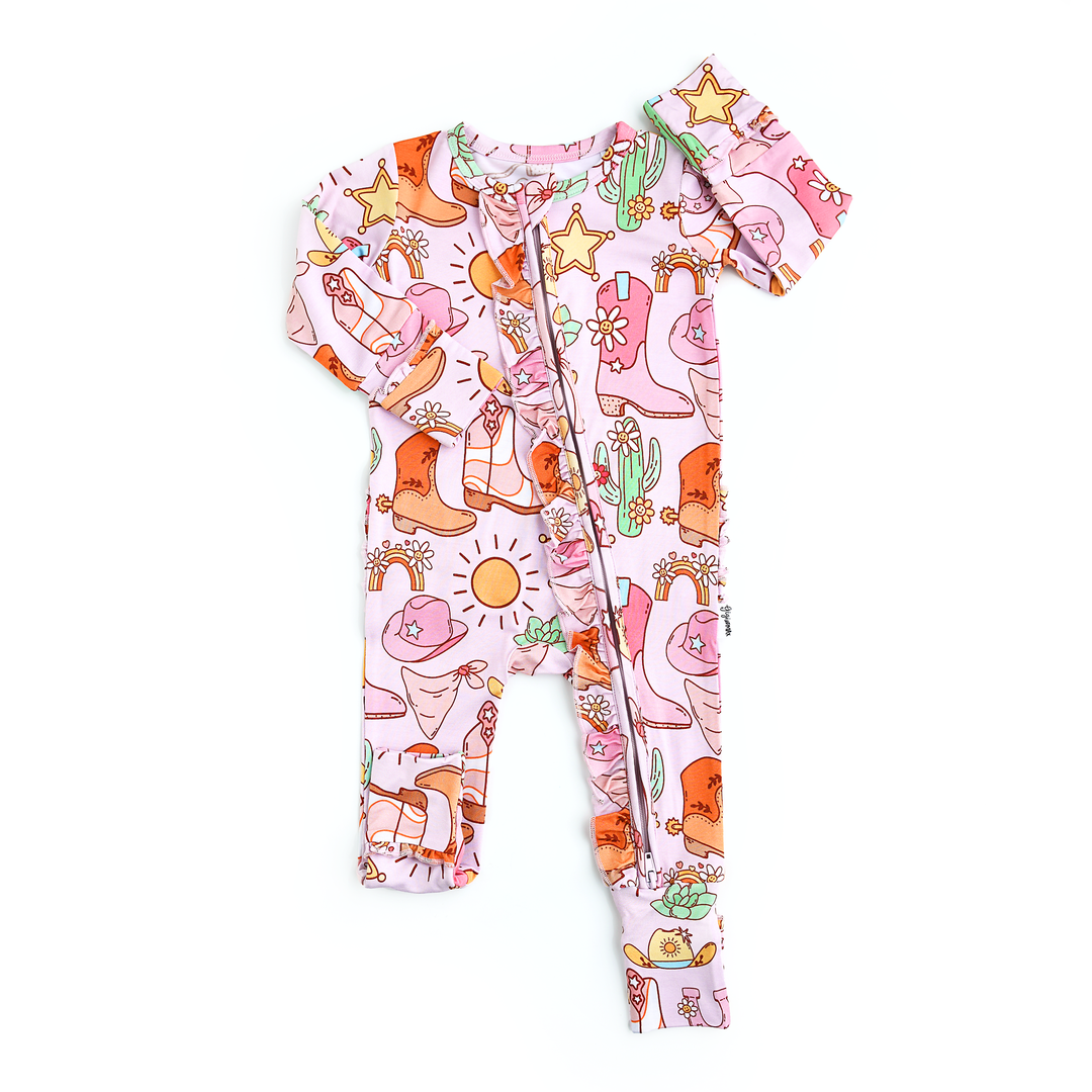 Lainey Pink Western RUFFLE ZIP - Gigi and Max