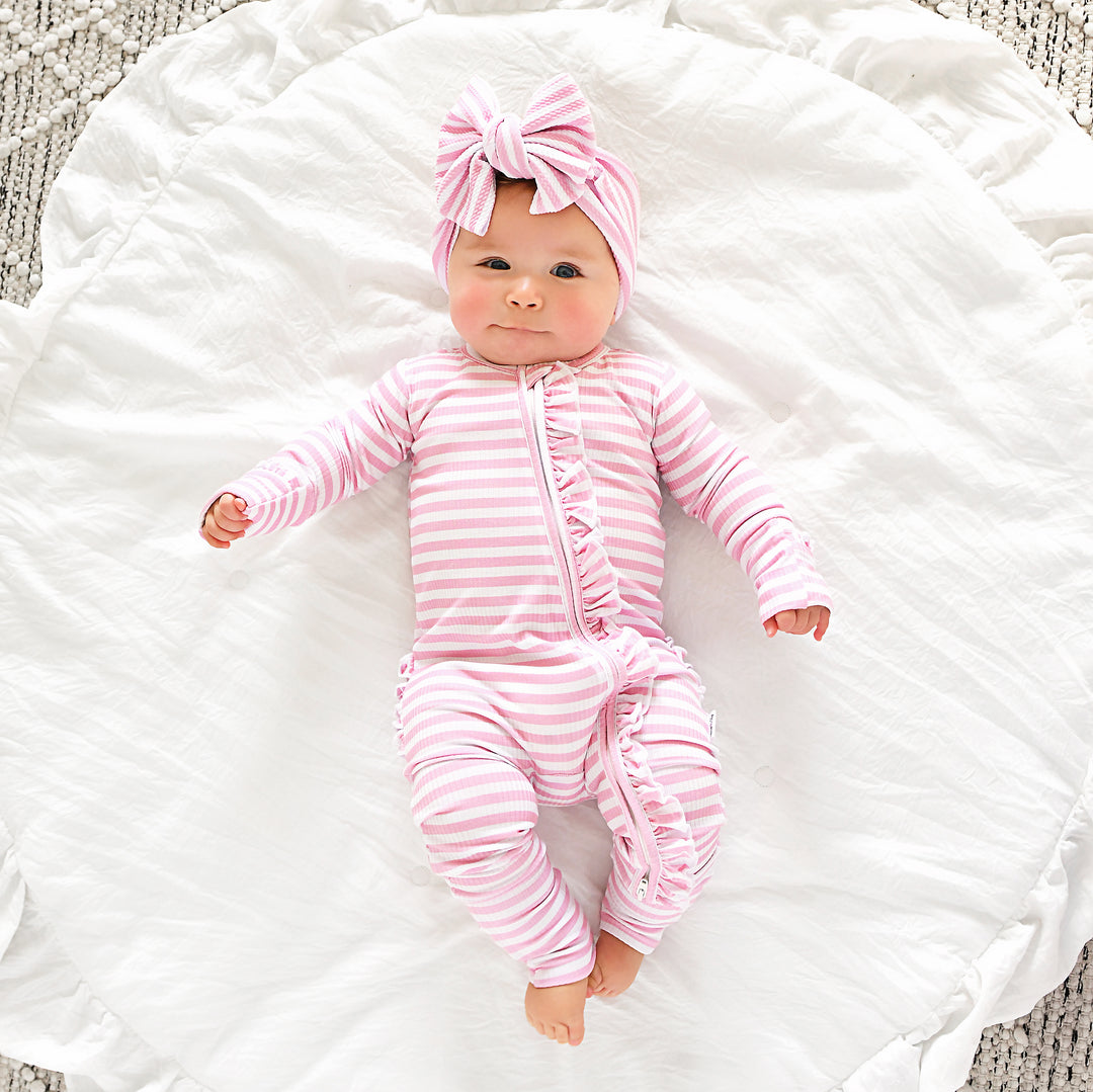 Lana Pink Ribbed RUFFLE ZIP