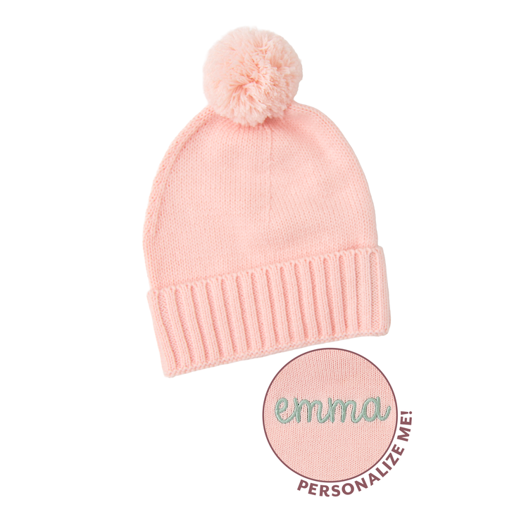 Light Pink KNIT POM BEANIE