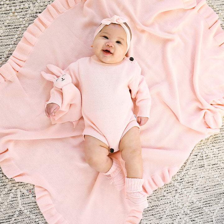 Light Pink KNIT BUNNY LOVEY - Gigi and Max