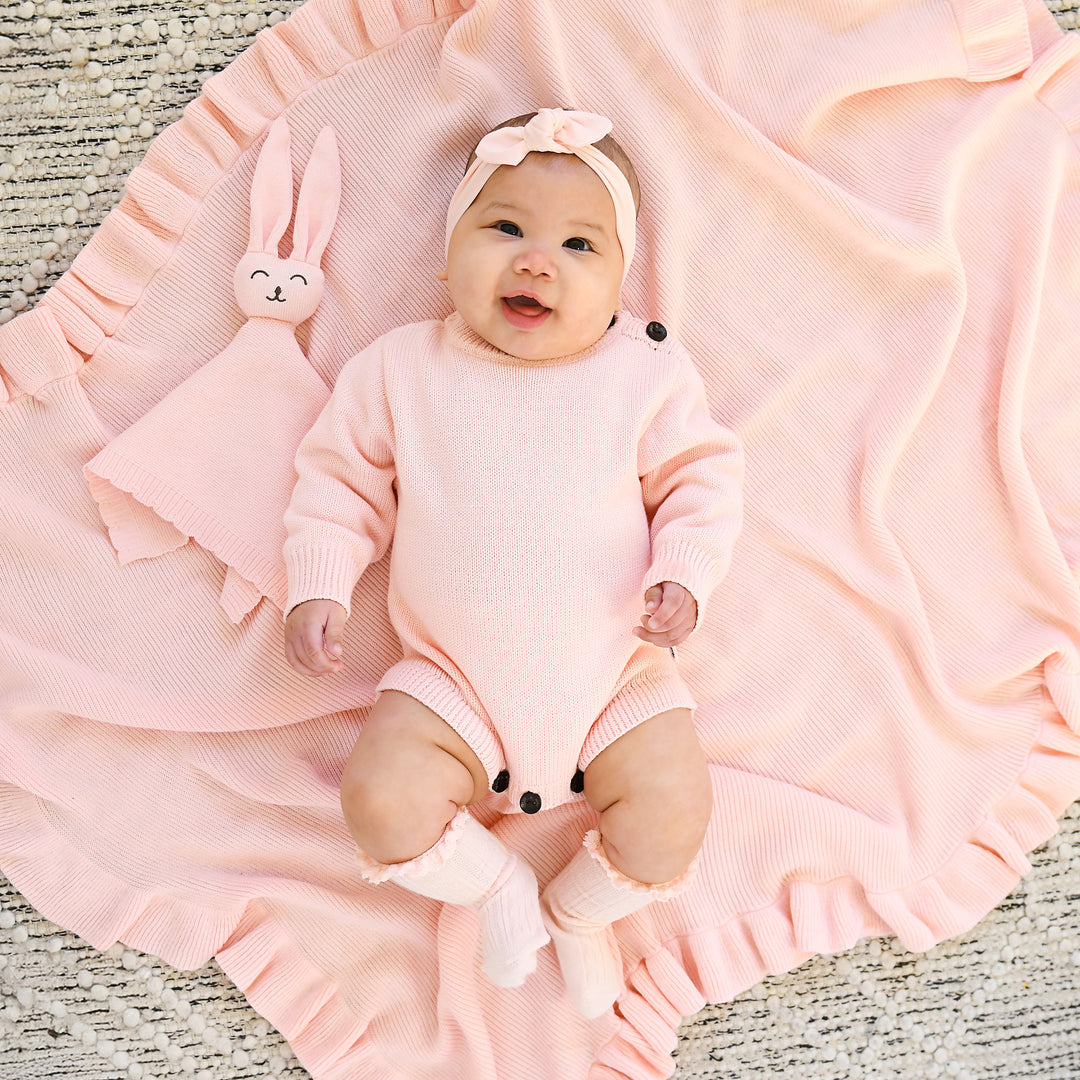 Light Pink KNIT BUNNY LOVEY - Gigi and Max