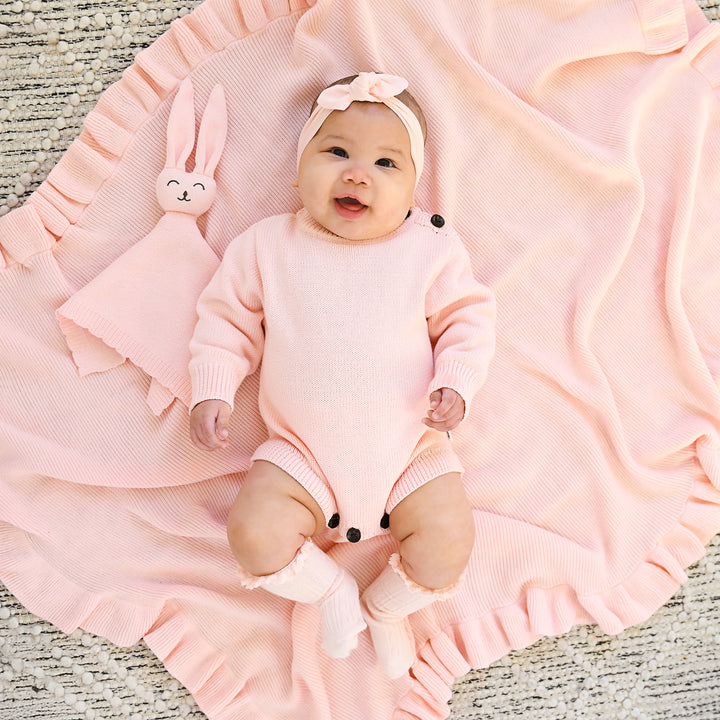 Light Pink KNIT BUNNY LOVEY - Gigi and Max