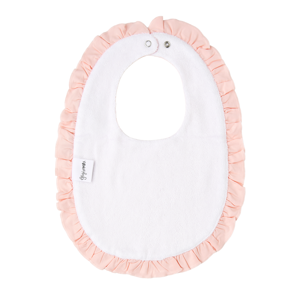 Light Pink RUFFLE SNAP BIB - Gigi and Max