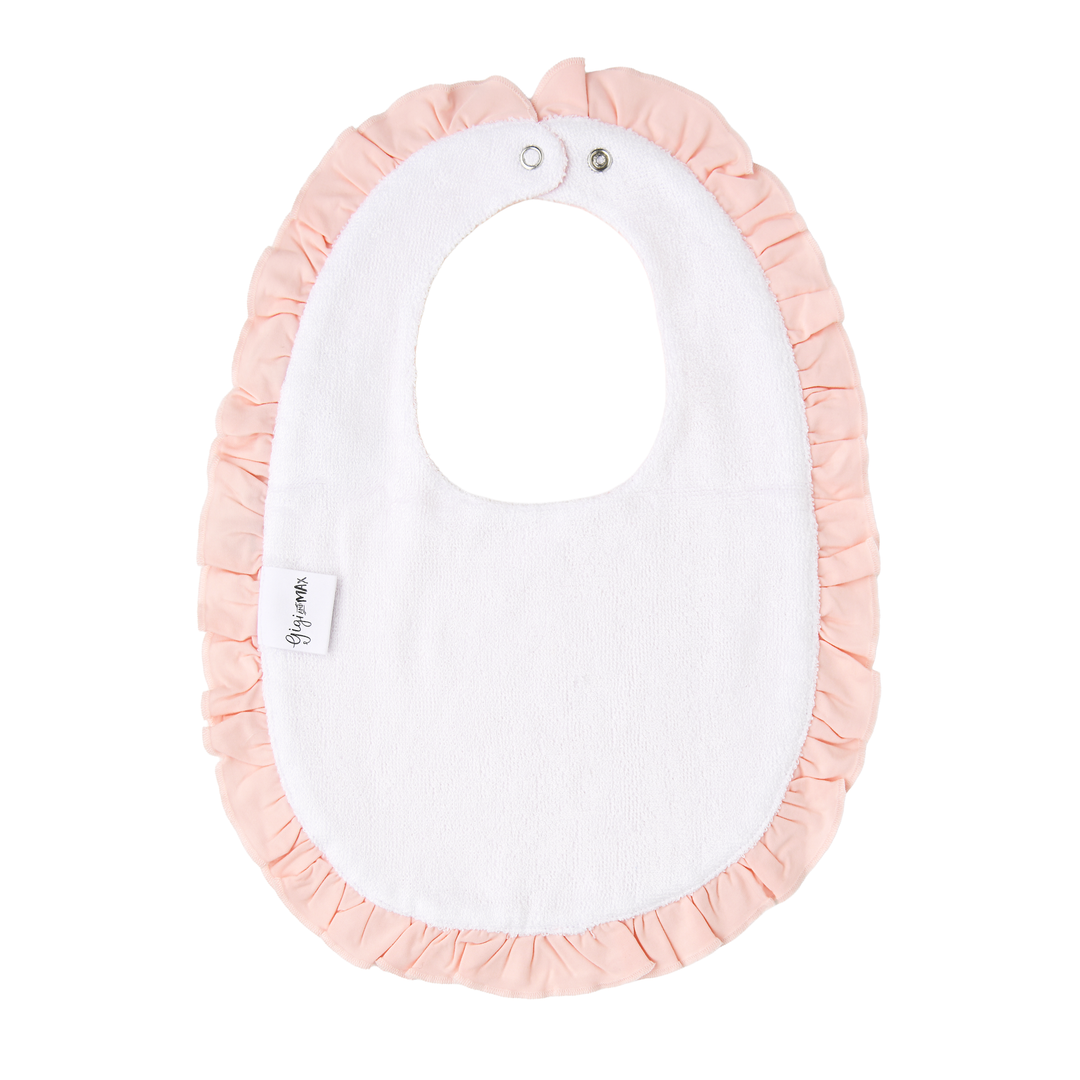 Light Pink RUFFLE SNAP BIB - Gigi and Max