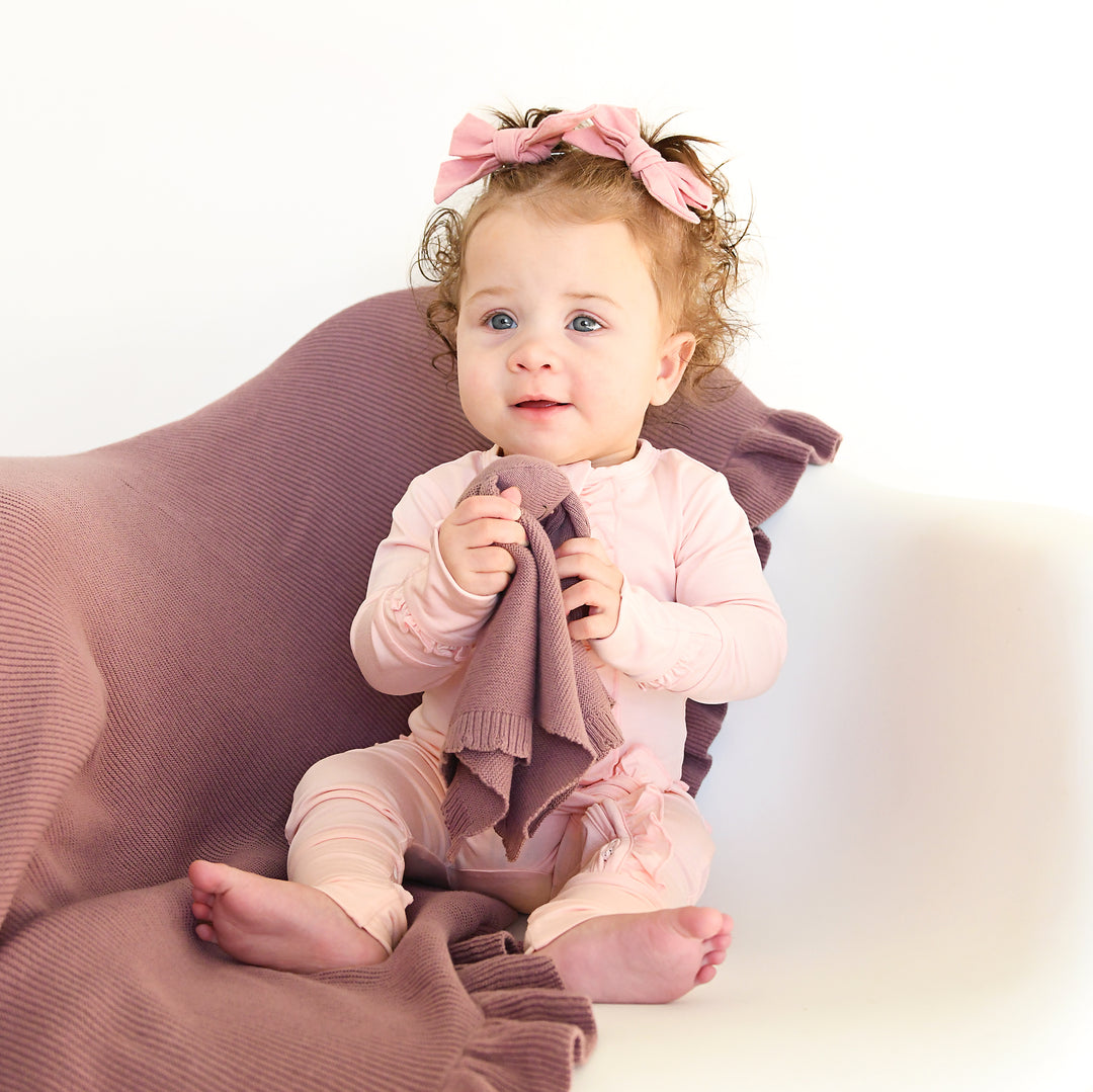 Mauve KNIT BUNNY LOVEY - Gigi and Max