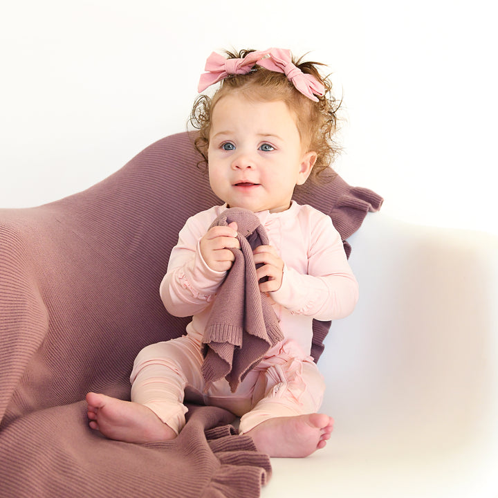 Mauve KNIT BUNNY LOVEY - Gigi and Max