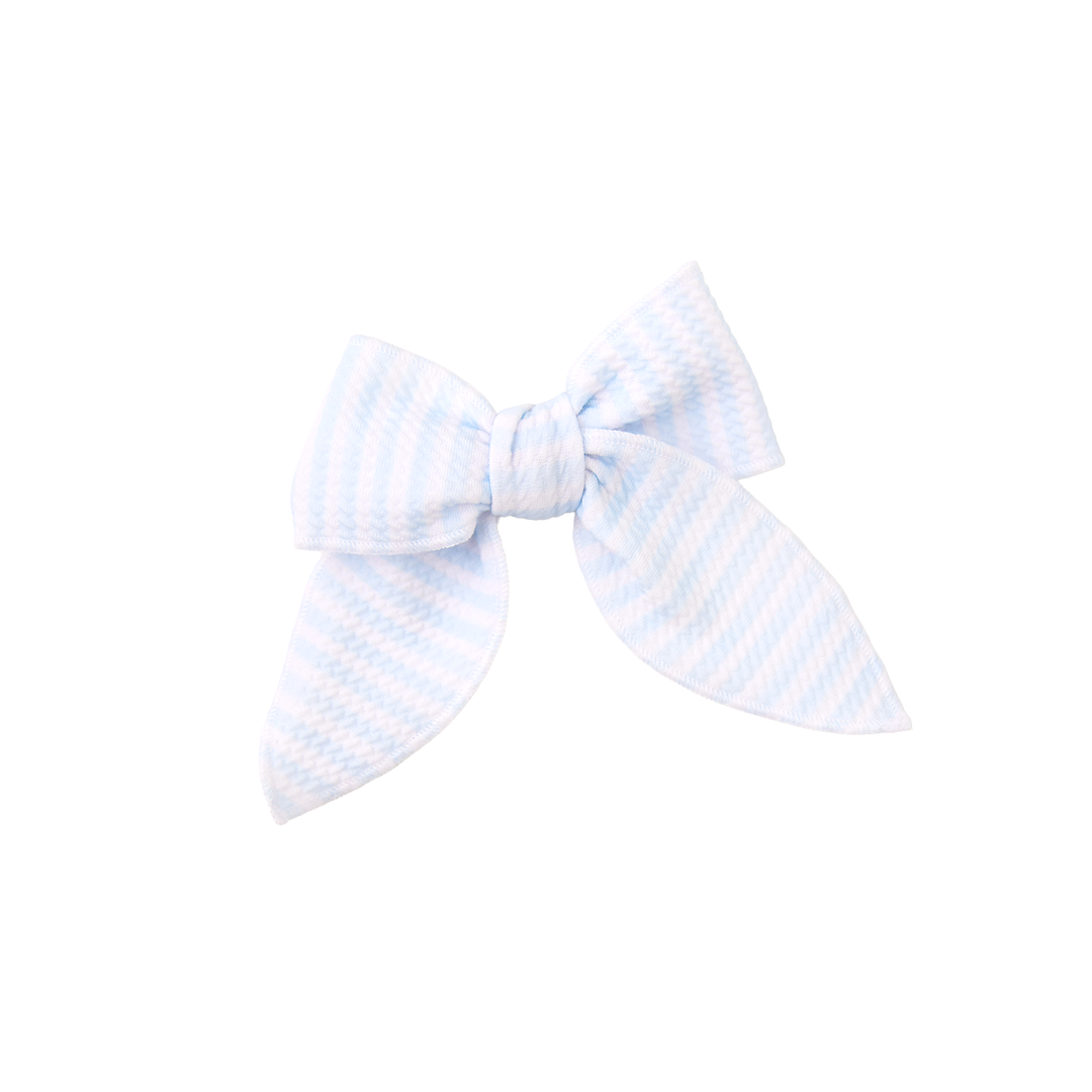 Light Blue Stripe CLIP BOW - Gigi and Max