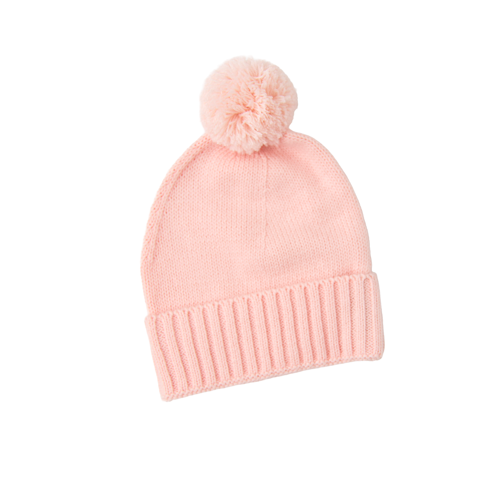 Light Pink KNIT POM BEANIE - Gigi and Max