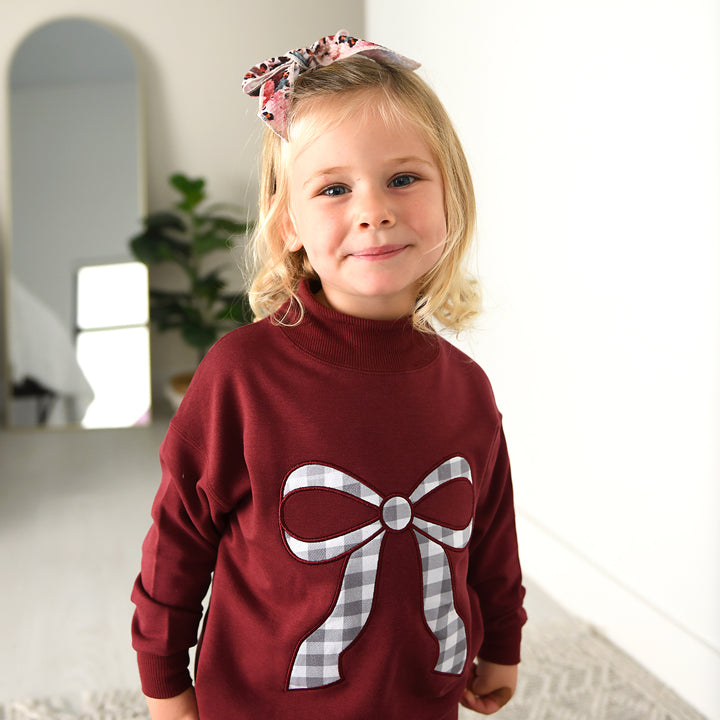 Maroon MOCKNECK FLARE SWEATSUIT - Gigi and Max
