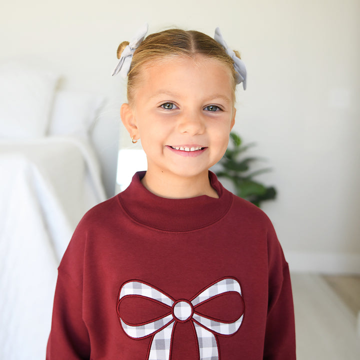 Maroon MOCKNECK FLARE SWEATSUIT - Gigi and Max