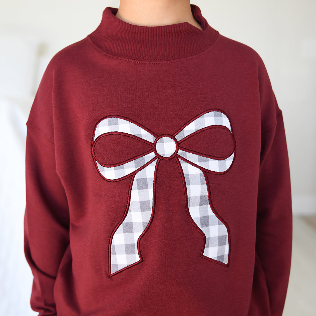 Maroon MOCKNECK FLARE SWEATSUIT - Gigi and Max