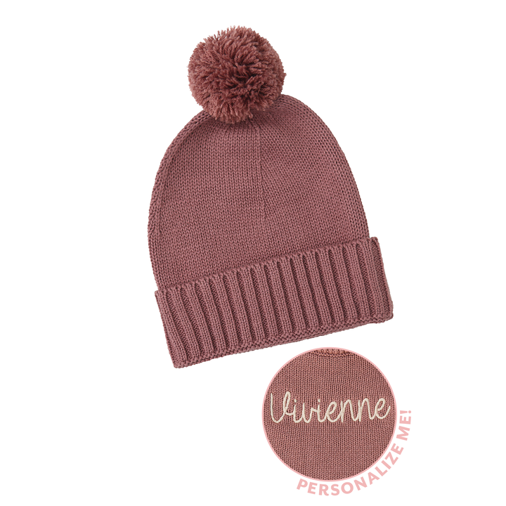 Mauve KNIT POM BEANIE