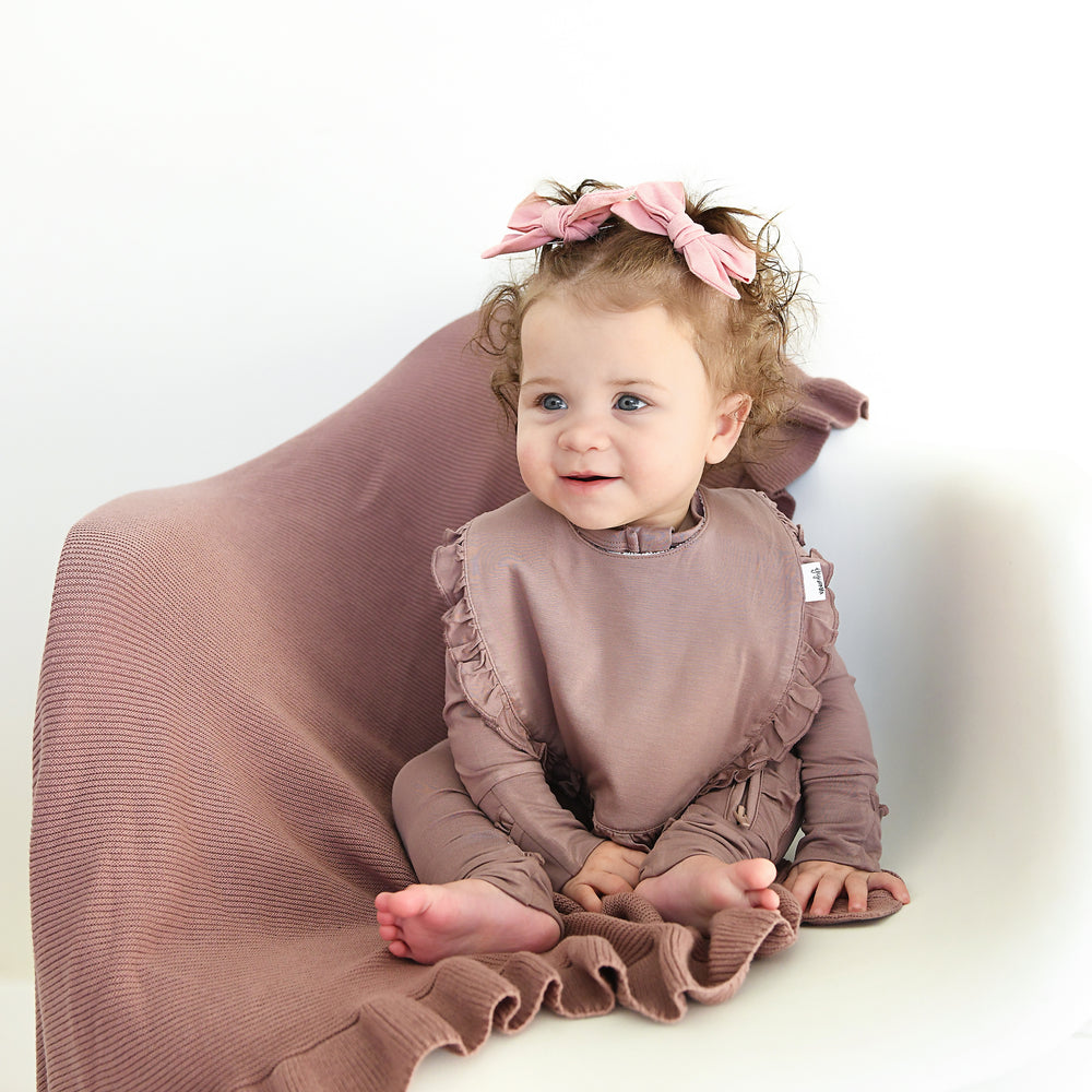 Mauve RUFFLE SNAP BIB - Gigi and Max
