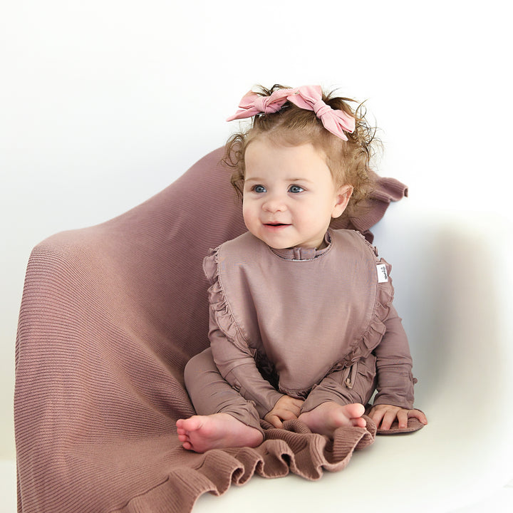 Mauve RUFFLE SNAP BIB - Gigi and Max