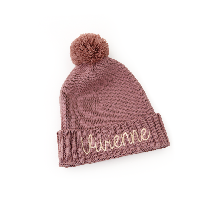 Mauve KNIT POM BEANIE