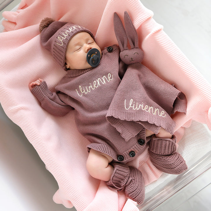 Mauve KNIT BUNNY LOVEY