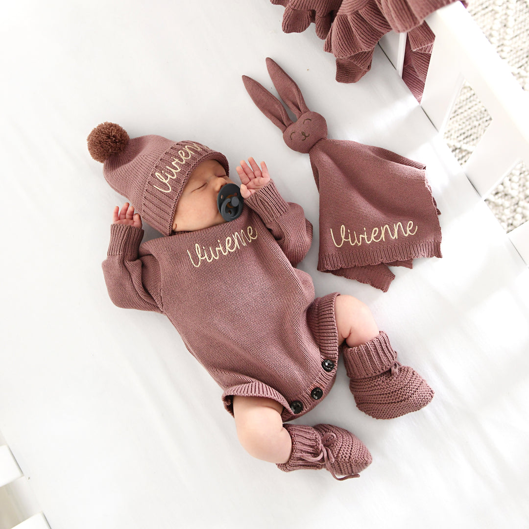 Mauve KNIT BUNNY LOVEY