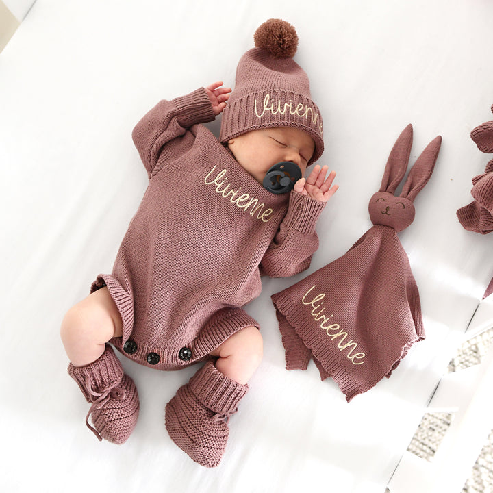 Mauve KNIT BUNNY LOVEY