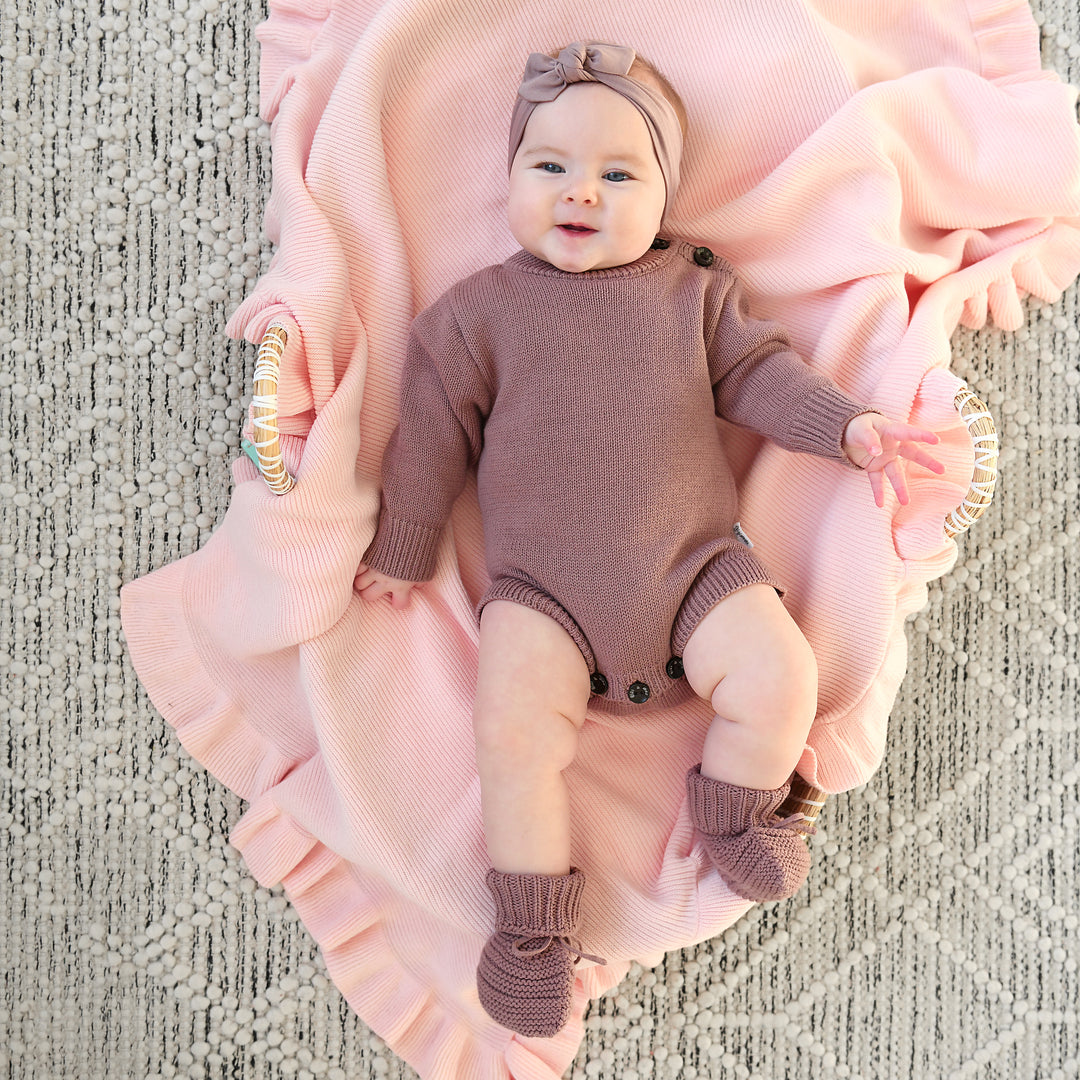 Mauve KNIT BOOTIES - Gigi and Max