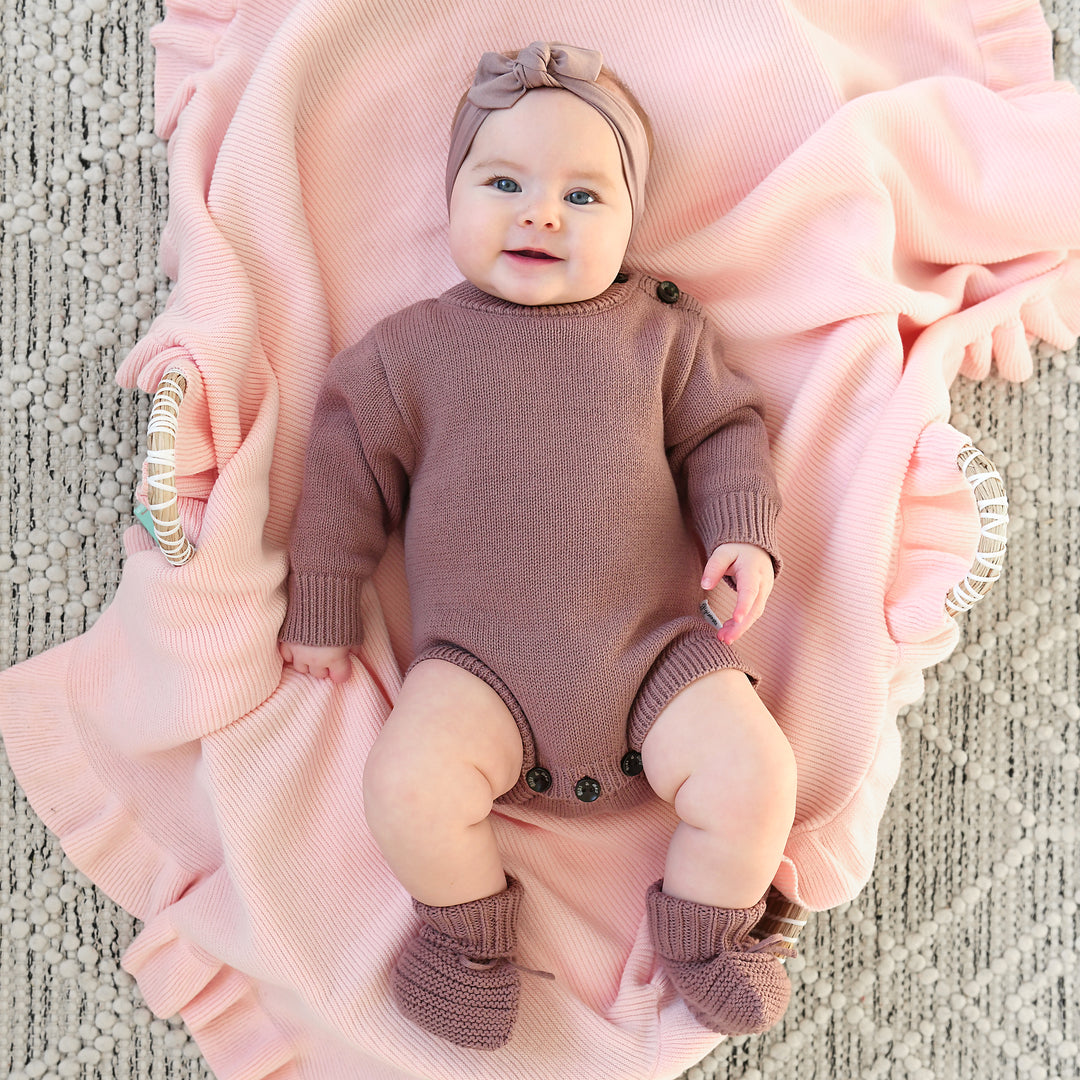 Mauve KNIT BOOTIES - Gigi and Max