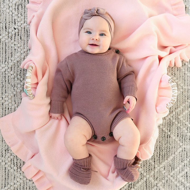 Mauve KNIT BOOTIES - Gigi and Max