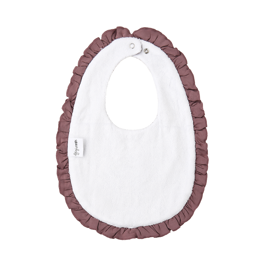 Mauve RUFFLE SNAP BIB - Gigi and Max