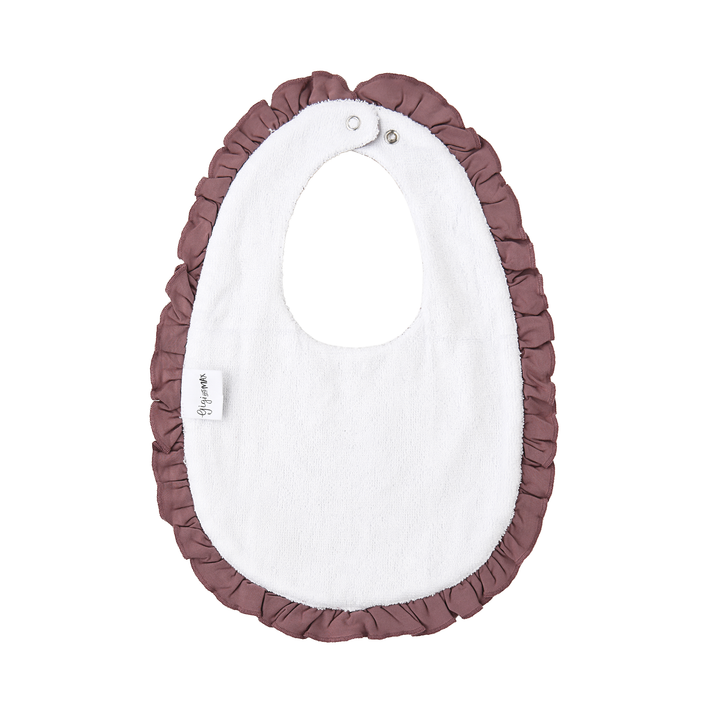 Mauve RUFFLE SNAP BIB - Gigi and Max