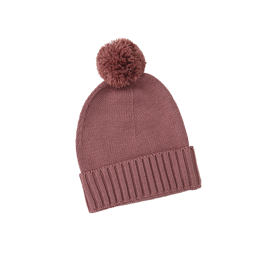 Mauve KNIT POM BEANIE - Gigi and Max
