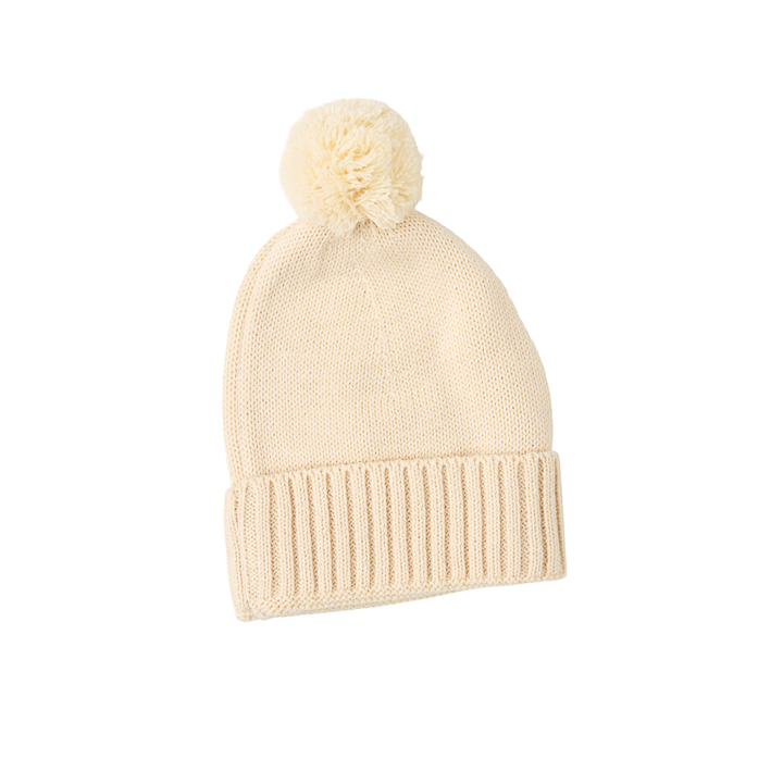 Oatmeal KNIT POM BEANIE - Gigi and Max