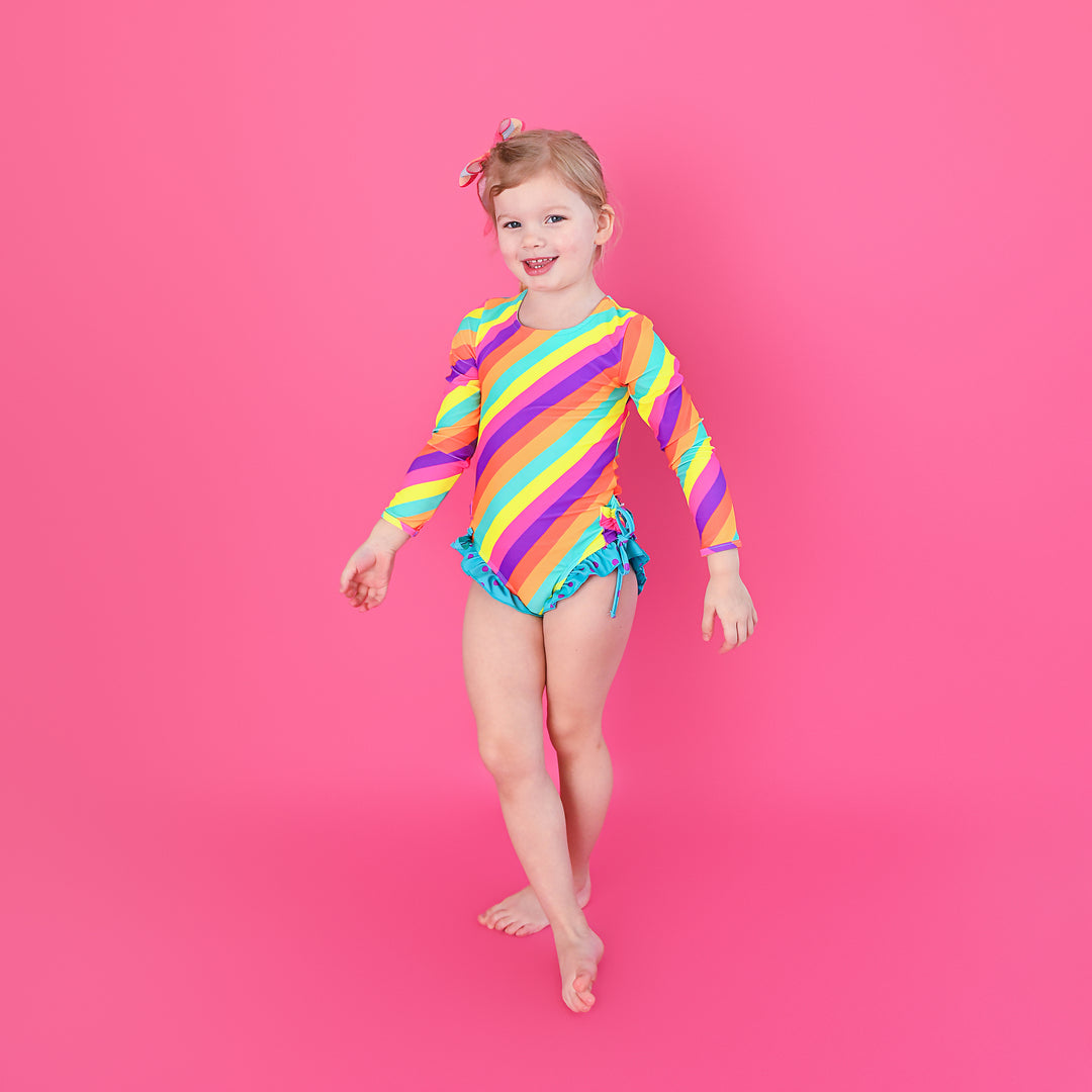 Amanda Stripe LONG SLEEVE RASH GUARD SWIMSUIT - Gigi and Max