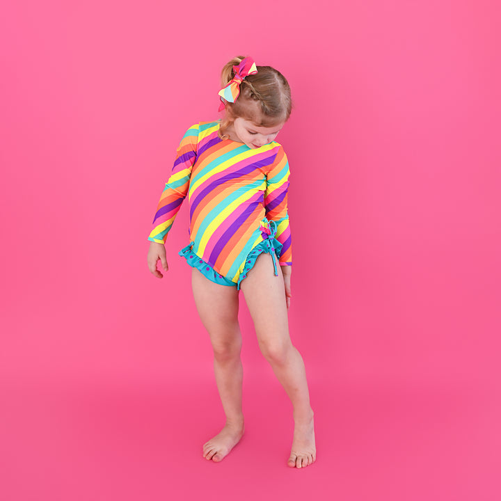 Amanda Stripe LONG SLEEVE RASH GUARD SWIMSUIT - Gigi and Max