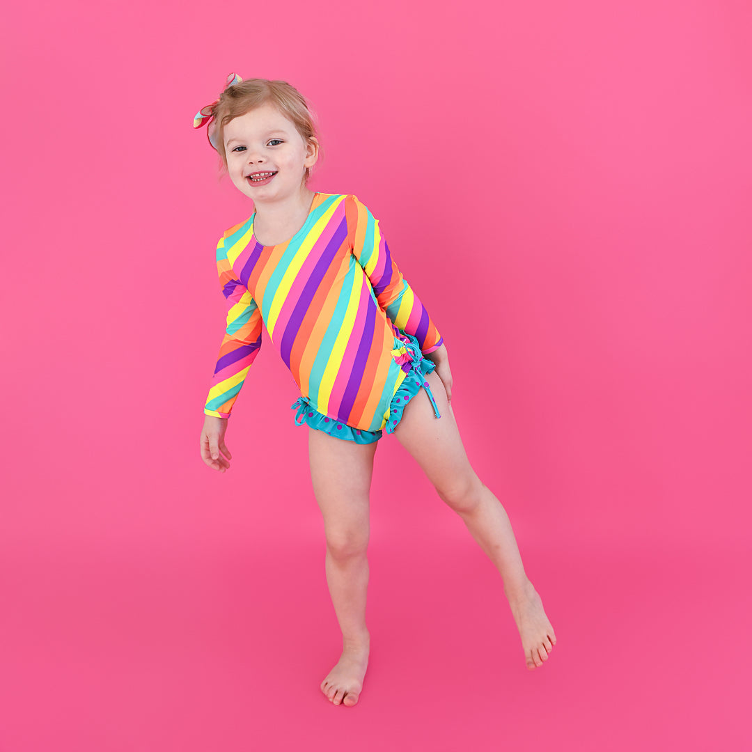 Amanda Stripe LONG SLEEVE RASH GUARD SWIMSUIT - Gigi and Max