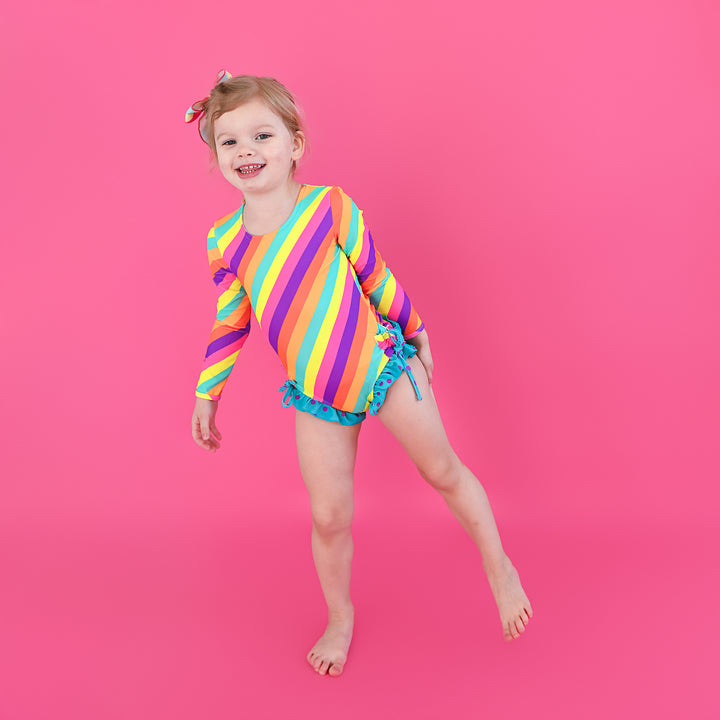 Amanda Stripe LONG SLEEVE RASH GUARD SWIMSUIT - Gigi and Max