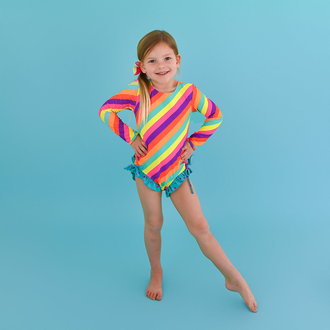 Amanda Stripe LONG SLEEVE RASH GUARD SWIMSUIT - Gigi and Max