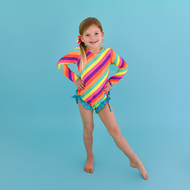 Amanda Stripe LONG SLEEVE RASH GUARD SWIMSUIT - Gigi and Max