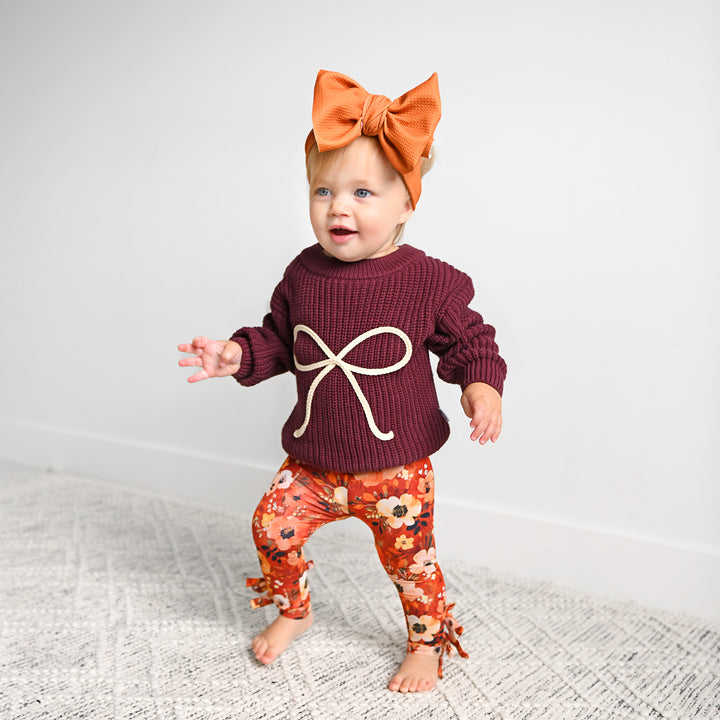 Maroon Bow SWEATER - Gigi and Max