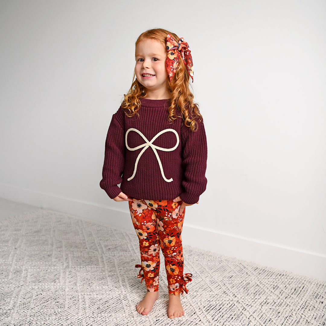 Maroon Bow SWEATER - Gigi and Max