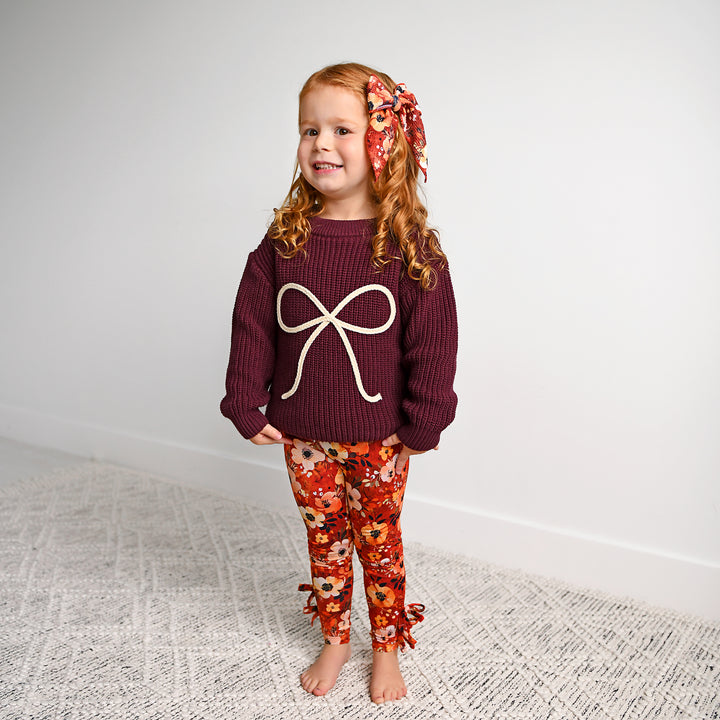 Maroon Bow SWEATER - Gigi and Max
