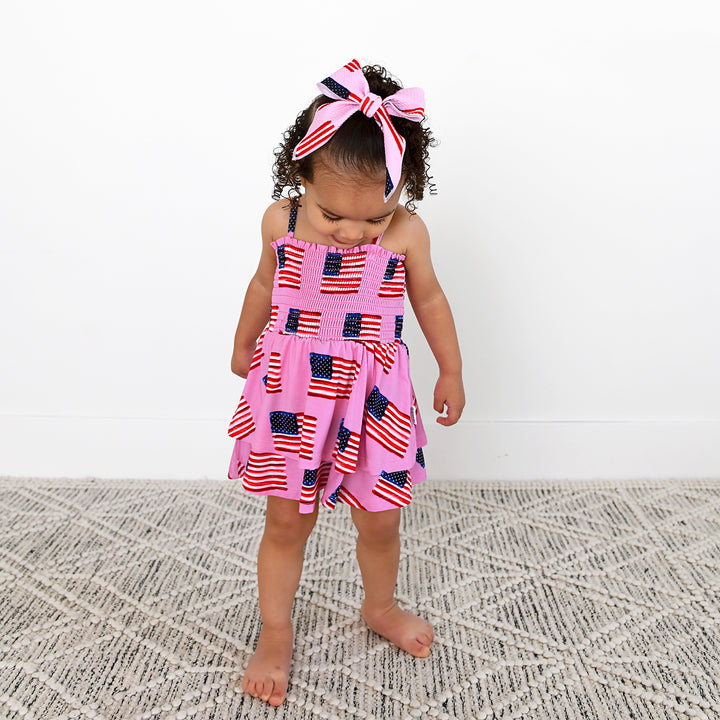 Betty Pink Flag SMOCKED TIERED TUTU - Gigi and Max