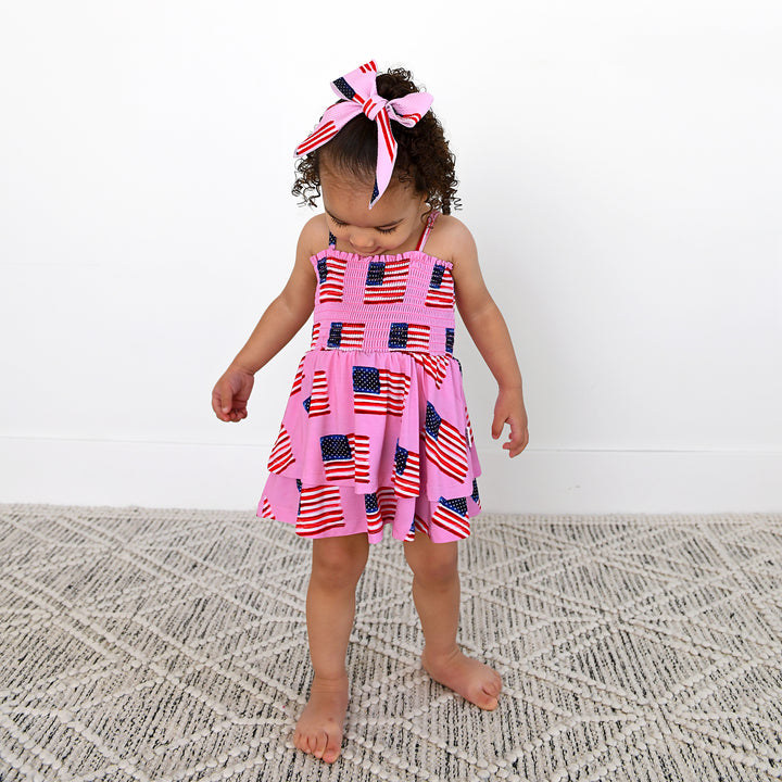 Betty Pink Flag SMOCKED TIERED TUTU - Gigi and Max