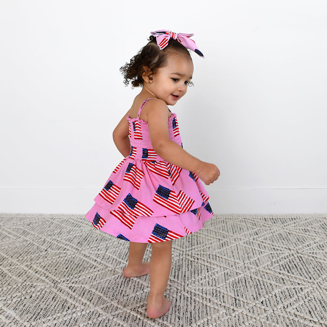 Betty Pink Flag SMOCKED TIERED TUTU - Gigi and Max
