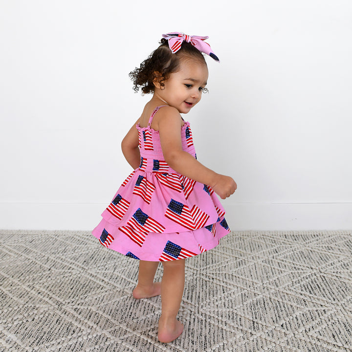 Betty Pink Flag SMOCKED TIERED TUTU - Gigi and Max