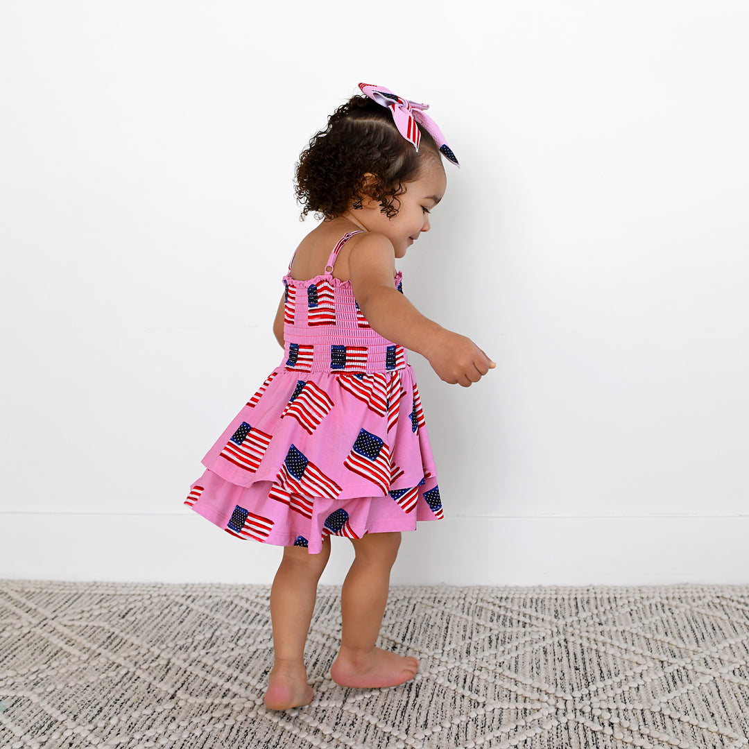 Betty Pink Flag SMOCKED TIERED TUTU - Gigi and Max