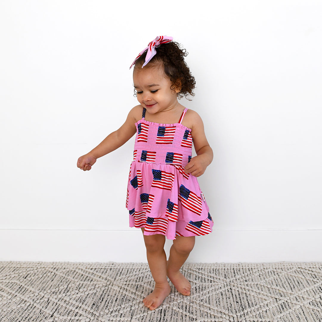 Betty Pink Flag SMOCKED TIERED TUTU - Gigi and Max