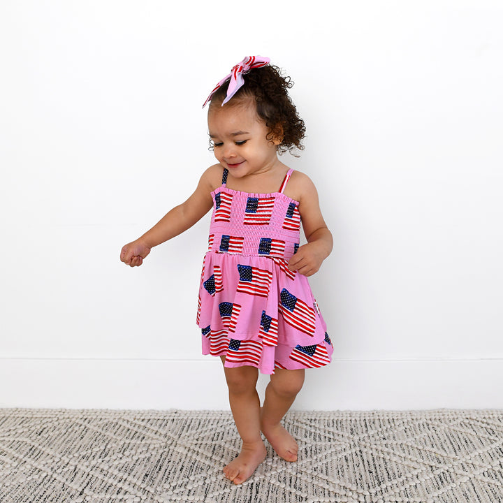 Betty Pink Flag SMOCKED TIERED TUTU - Gigi and Max