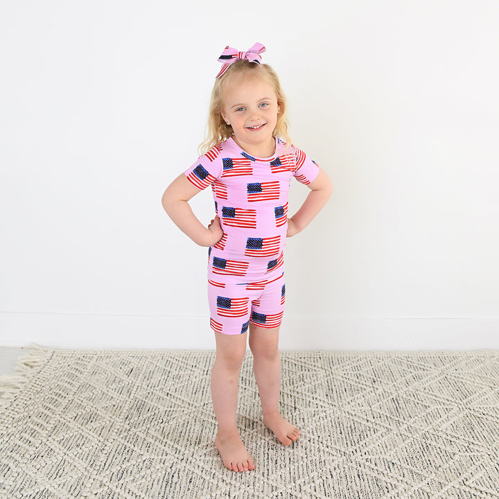 Betty Pink Flag CLIP BOW