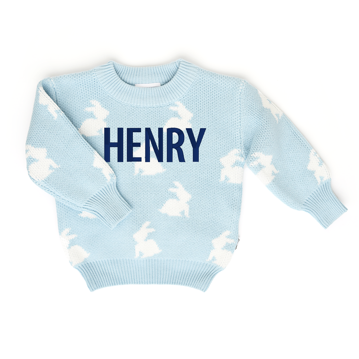 CUSTOM Bunny NAME SWEATER blue