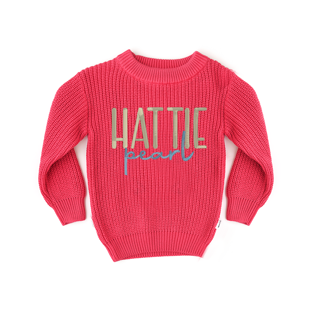 CUSTOM Deep Pink SWEATER monogram - Gigi and Max